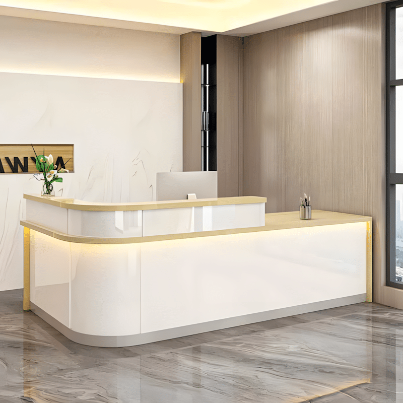 Laminate Reception Desk with Filing Cabinet