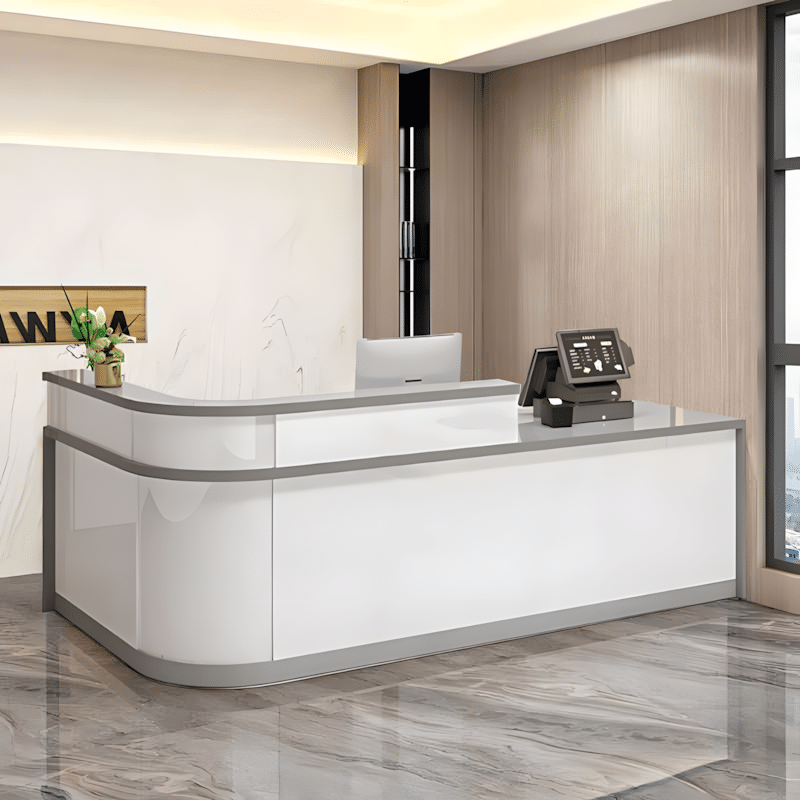 Laminate Reception Desk with Filing Cabinet