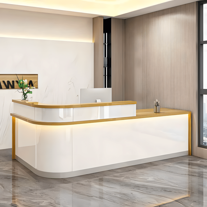 Laminate Reception Desk with Filing Cabinet