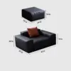 Leather Grey Sofa with Wide Armrests - Maoters