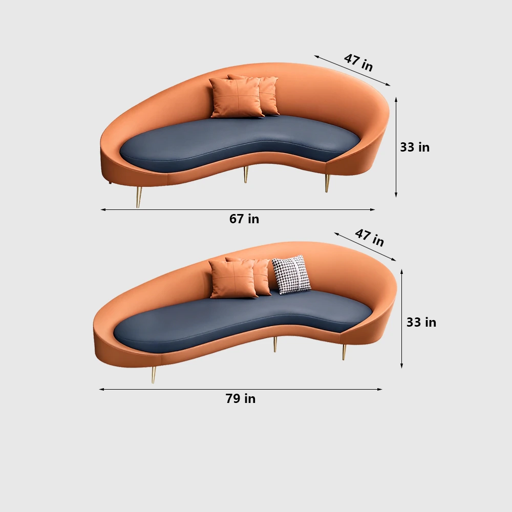 Luxurious Curved Sofa, Orange - Maoters