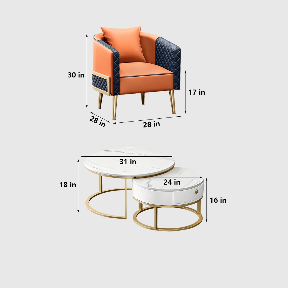 Luxurious Curved Sofa, Orange - Maoters