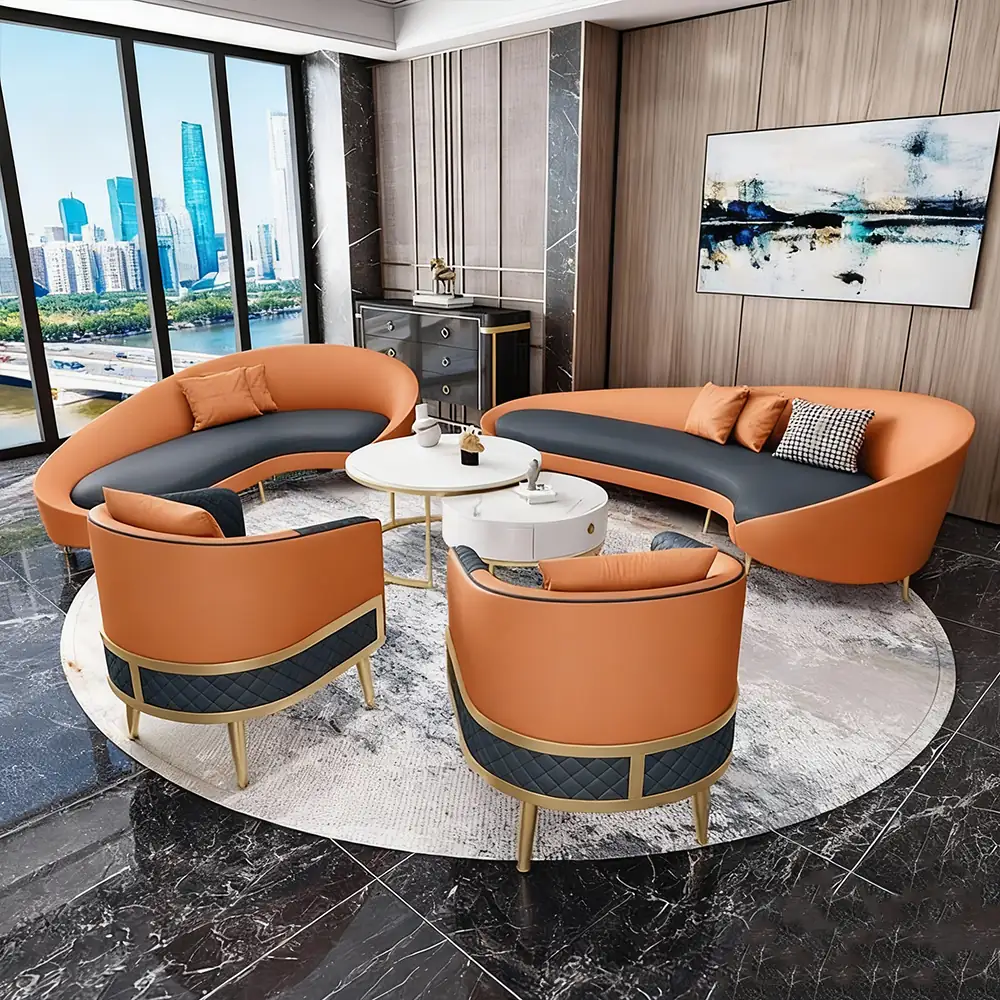 Luxurious Curved Sofa, Orange - Maoters Luxurious Curved Sofa, Orange - Maoters