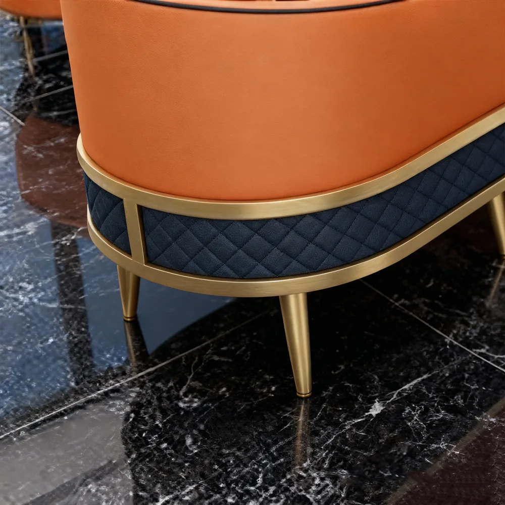 Luxurious Curved Sofa, Orange - Maoters