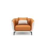 Luxury Leather Office Sofa - Compact Casual Orange
