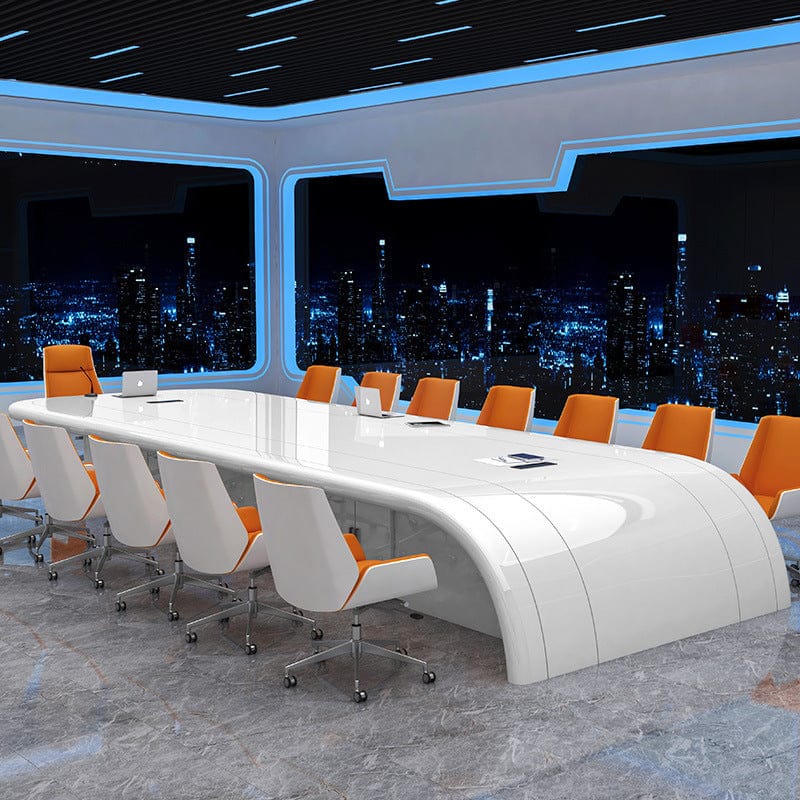 Innovative Large White Lacquered Conference Table