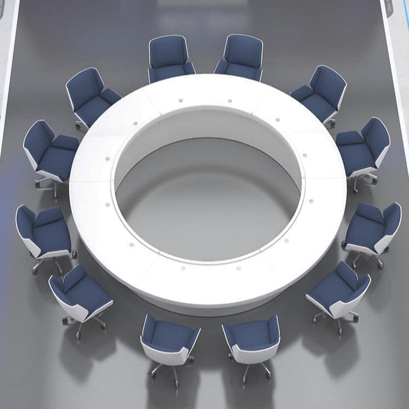 Creative Painted Round Conference Table - White
