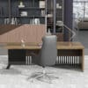 Innovative Industrial-Style Solid Wood Executive Desk
