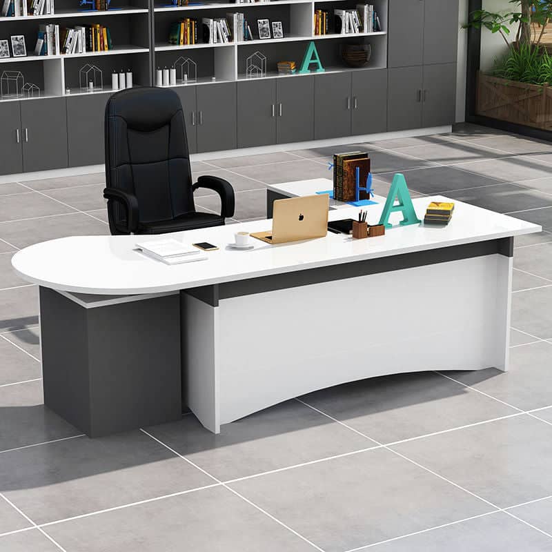 Executive Desk with 3 Drawers - Rounded Corners Design