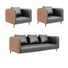 Gray Wood Grain Leather Sofa - Modern Business Reception