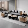 Gray Wood Grain Leather Sofa - Modern Business Reception