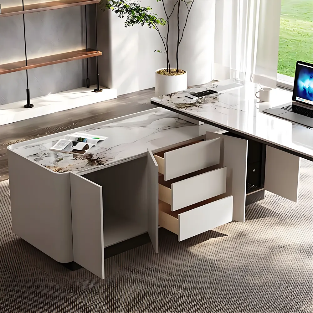 Modern Corner Executive Desk - Italian Rock Board