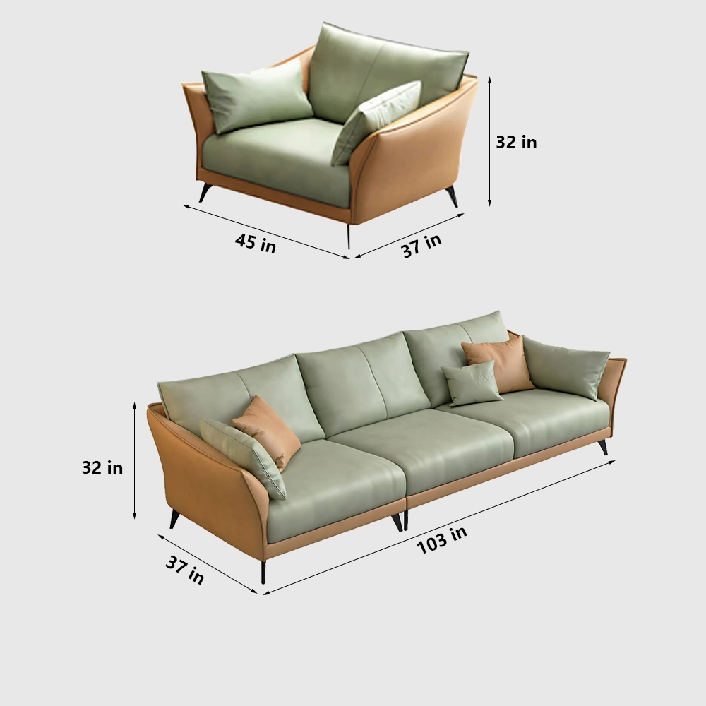 Modern Leather Sectional Modular Sofa with Chaise