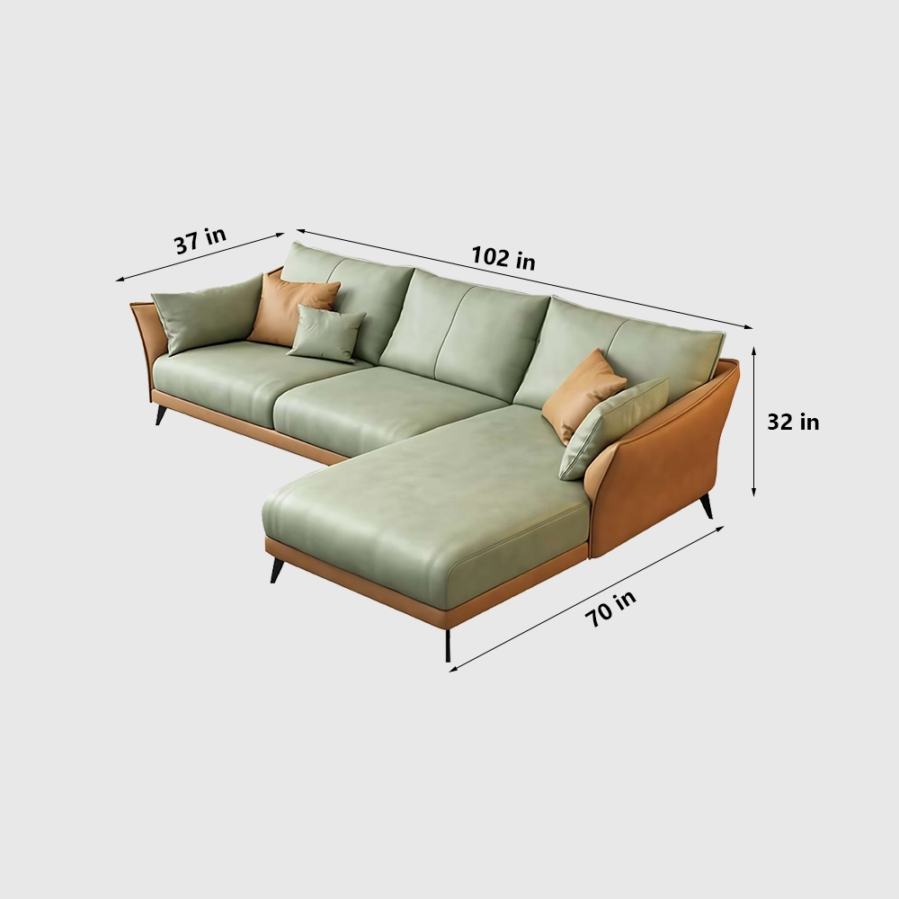 Modern Leather Sectional Modular Sofa with Chaise