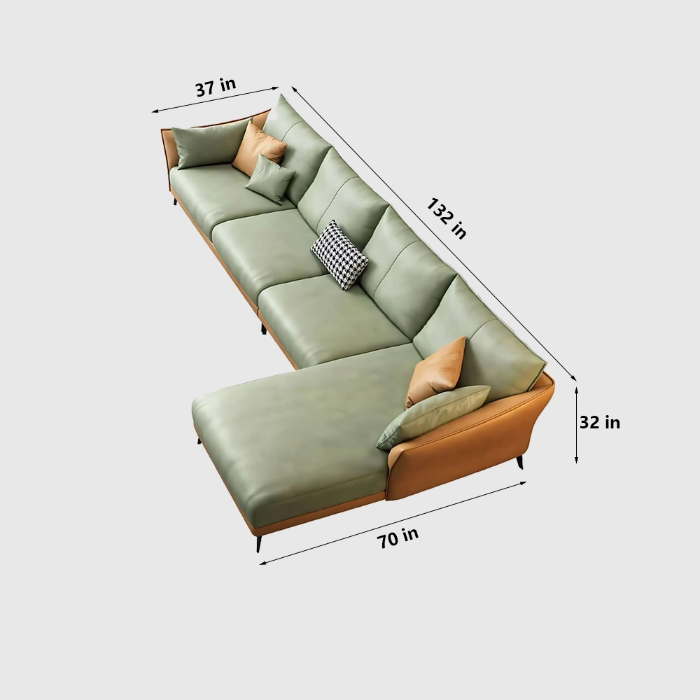 Modern Leather Sectional Modular Sofa with Chaise