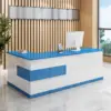 Modern Minimalist Reception Desk - White & Maple