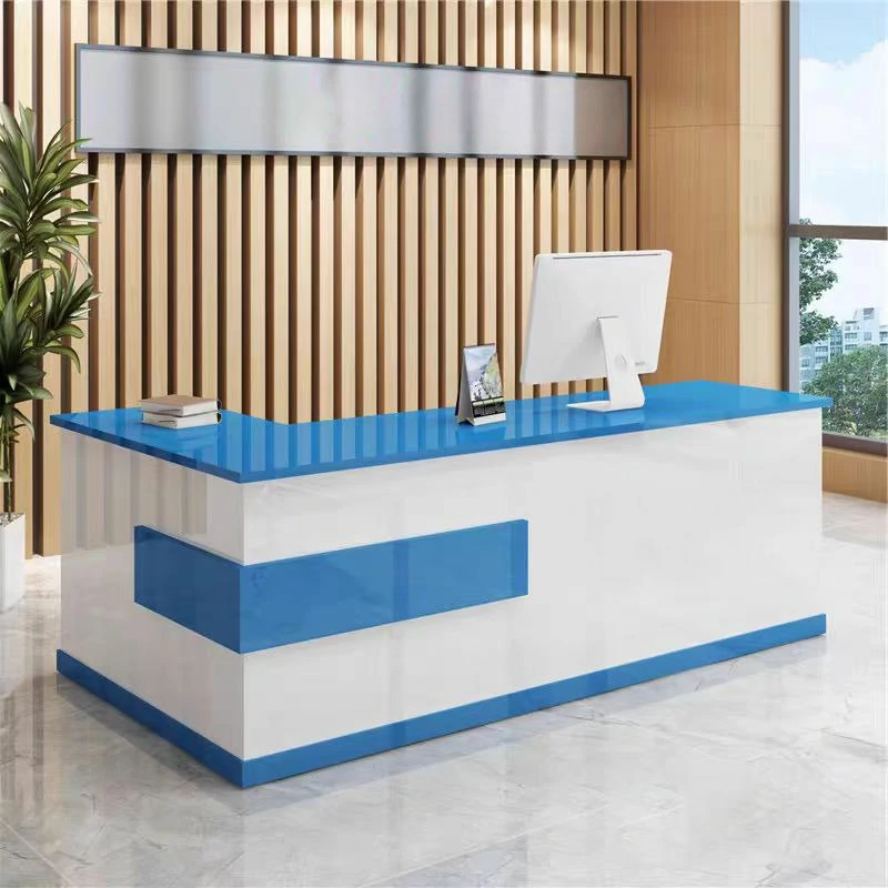Modern Minimalist Reception Desk - White & Maple