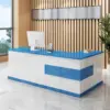 Modern Minimalist Reception Desk - White & Maple