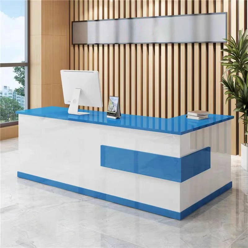 Modern Minimalist Reception Desk - White & Maple