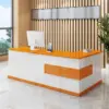 Modern Minimalist Reception Desk - White & Maple