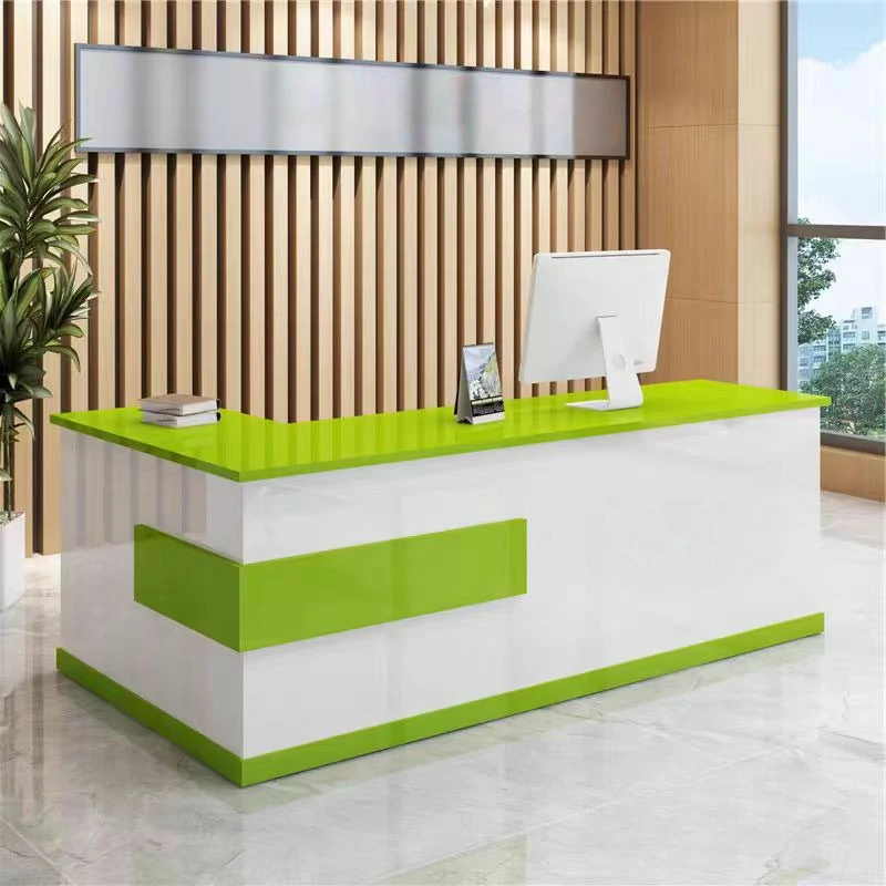 Modern Minimalist Reception Desk - White & Maple