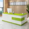 Modern Minimalist Reception Desk - White & Maple