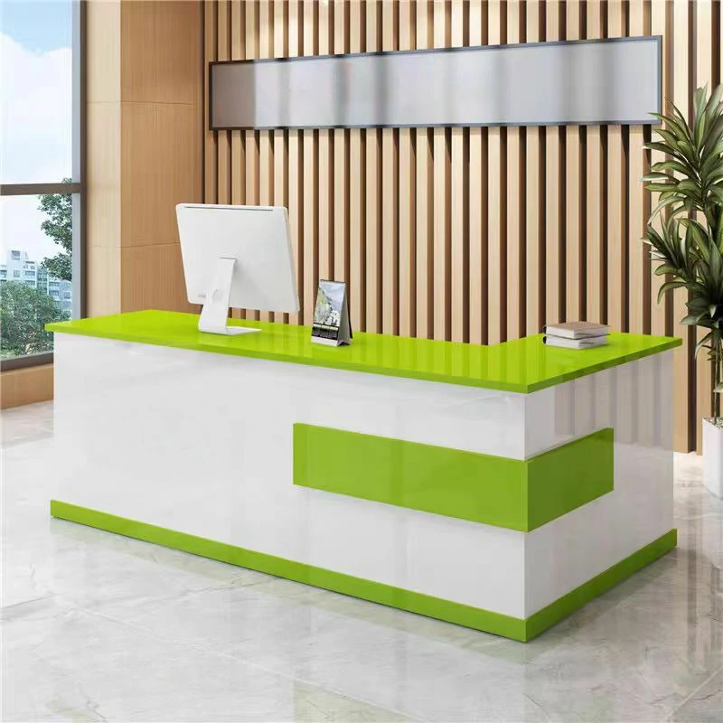 Modern Minimalist Reception Desk - White & Maple