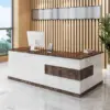 Modern Minimalist Reception Desk - White & Maple