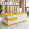 Modern Minimalist Reception Desk - White & Maple