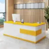 Modern Minimalist Reception Desk - White & Maple