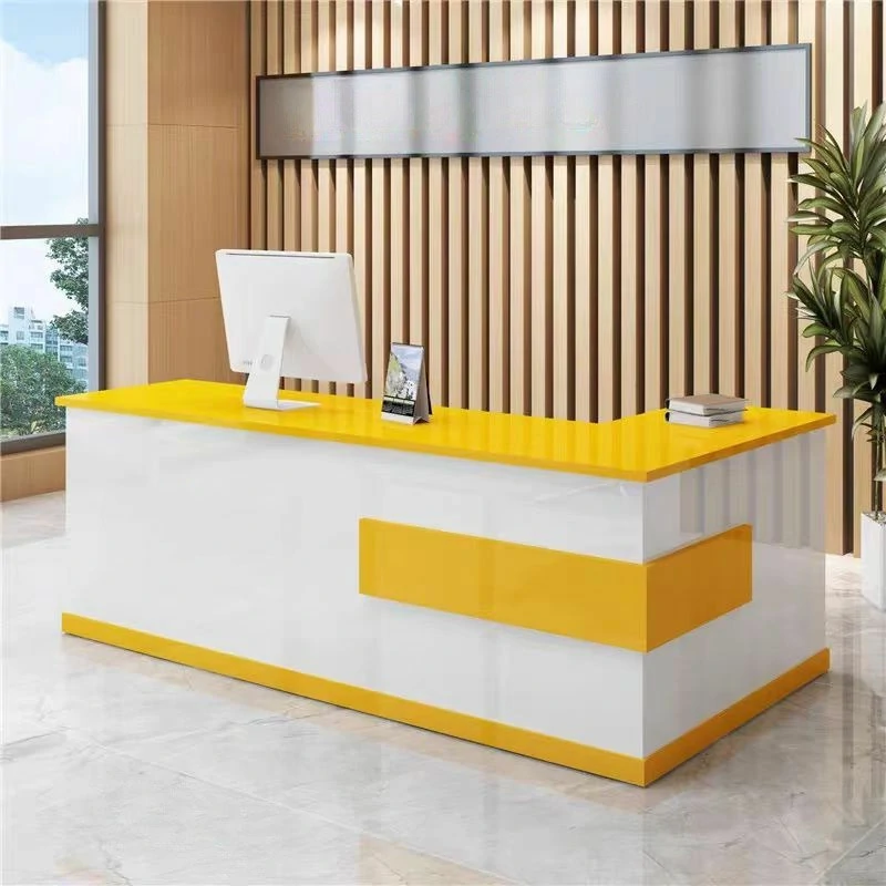 Modern Minimalist Reception Desk - White & Maple