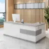 Modern Minimalist Reception Desk - White & Maple