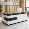 Modern Minimalist Reception Desk - White & Maple