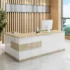 Modern Minimalist Reception Desk - White & Maple