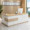 Modern Minimalist Reception Desk - White & Maple