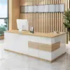 Modern Minimalist Reception Desk - White & Maple
