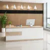 Modern Minimalist Reception Desk - White & Maple