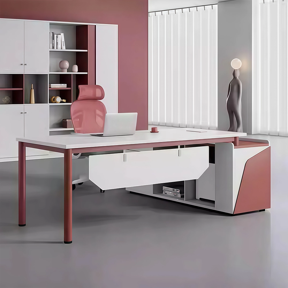 Modern Minimalist Red Executive Desk - Maoters
