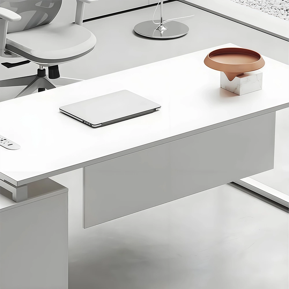 Modern Minimalist White Executive Desk - Perfect Fit