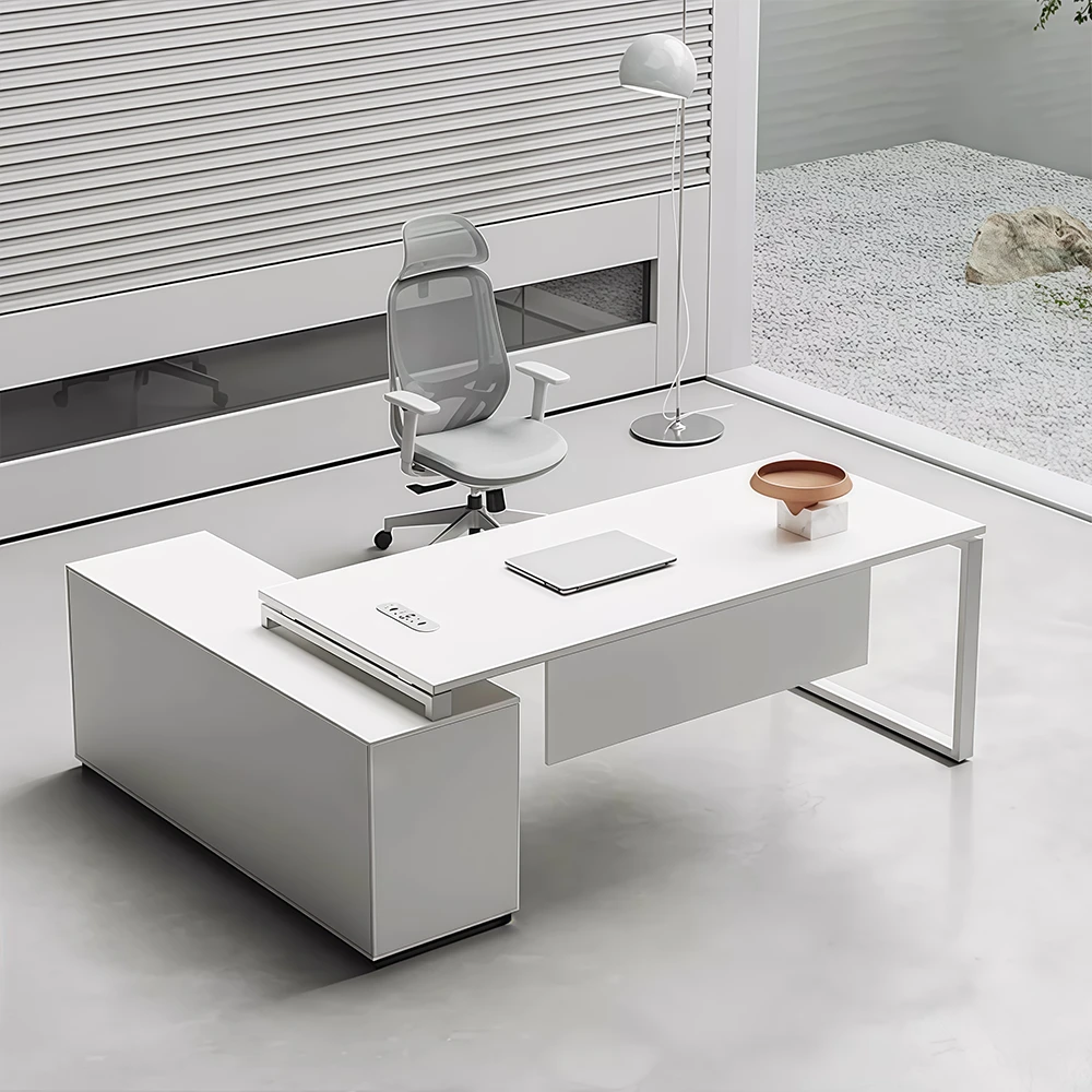 Modern Minimalist White Executive Desk - Perfect Fit