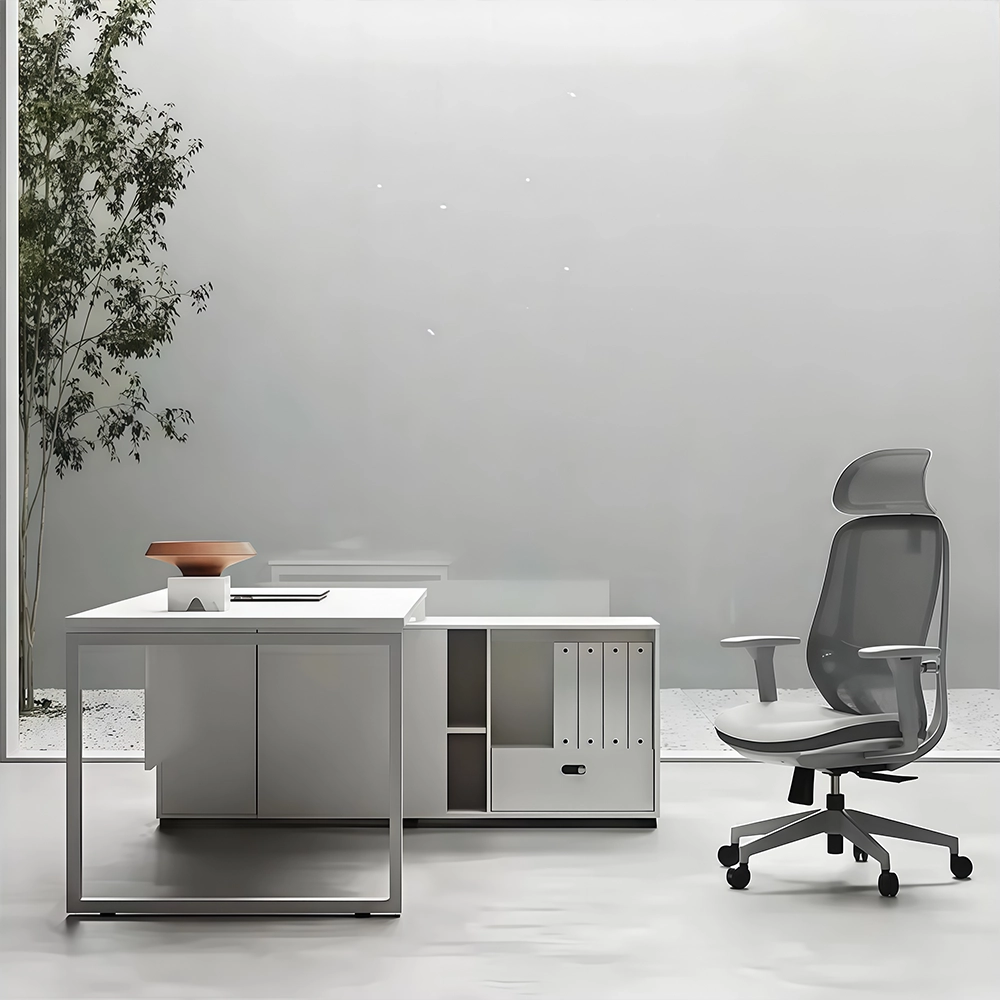 Modern Minimalist White Executive Desk - Perfect Fit