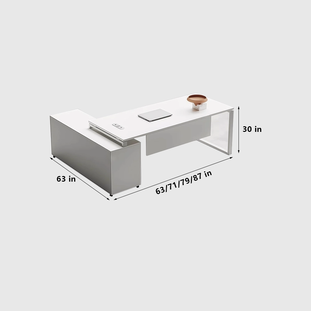 Modern Minimalist White Executive Desk - Perfect Fit