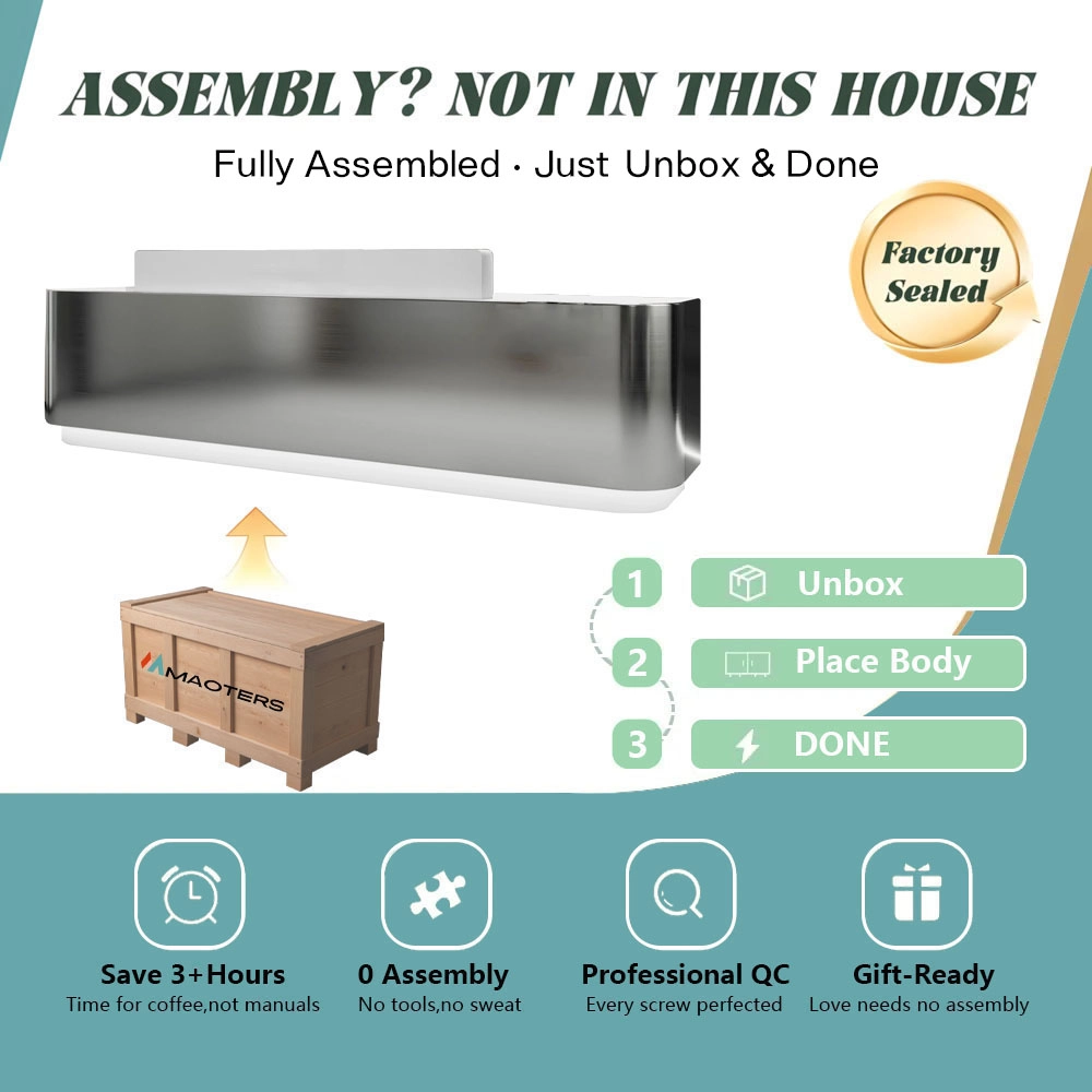 Modern Stainless Steel Front Desk - Sleek & Sturdy Modern Stainless Steel Front Desk - Sleek & Sturdy