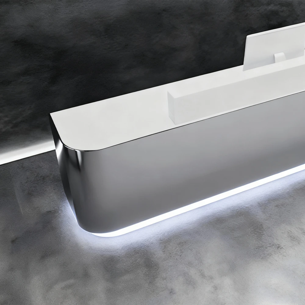 Modern Stainless Steel Front Desk - Sleek & Sturdy Modern Stainless Steel Front Desk - Sleek & Sturdy