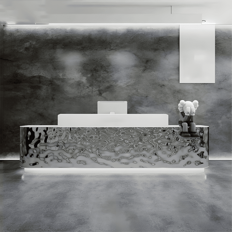 Modern Stainless Steel Front Desk - Sleek & Sturdy