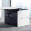Modern White Manager Desk - Stylish Lacquered Office