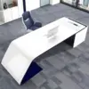 Modern White Manager Desk - Stylish Lacquered Office