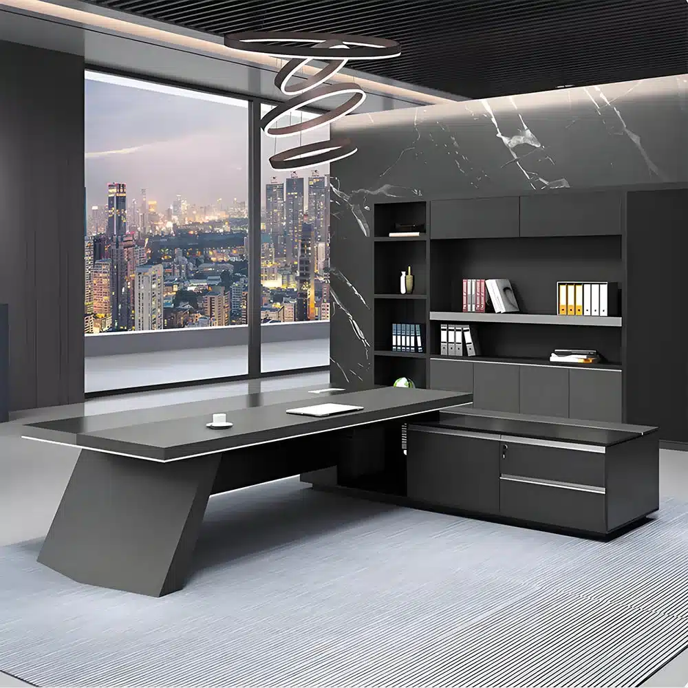 Modern Wooden Office Desk - Black Executive Style