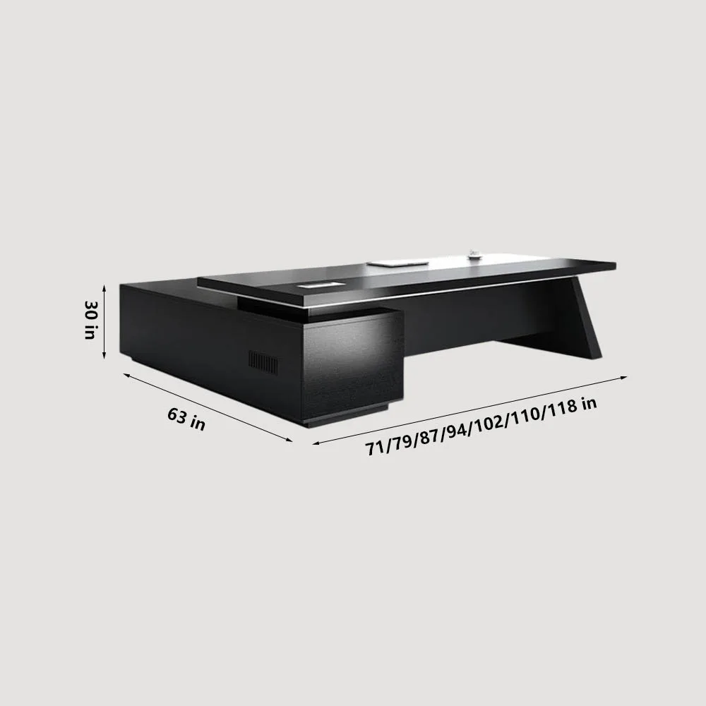 Modern Wooden Office Desk - Black Executive Style