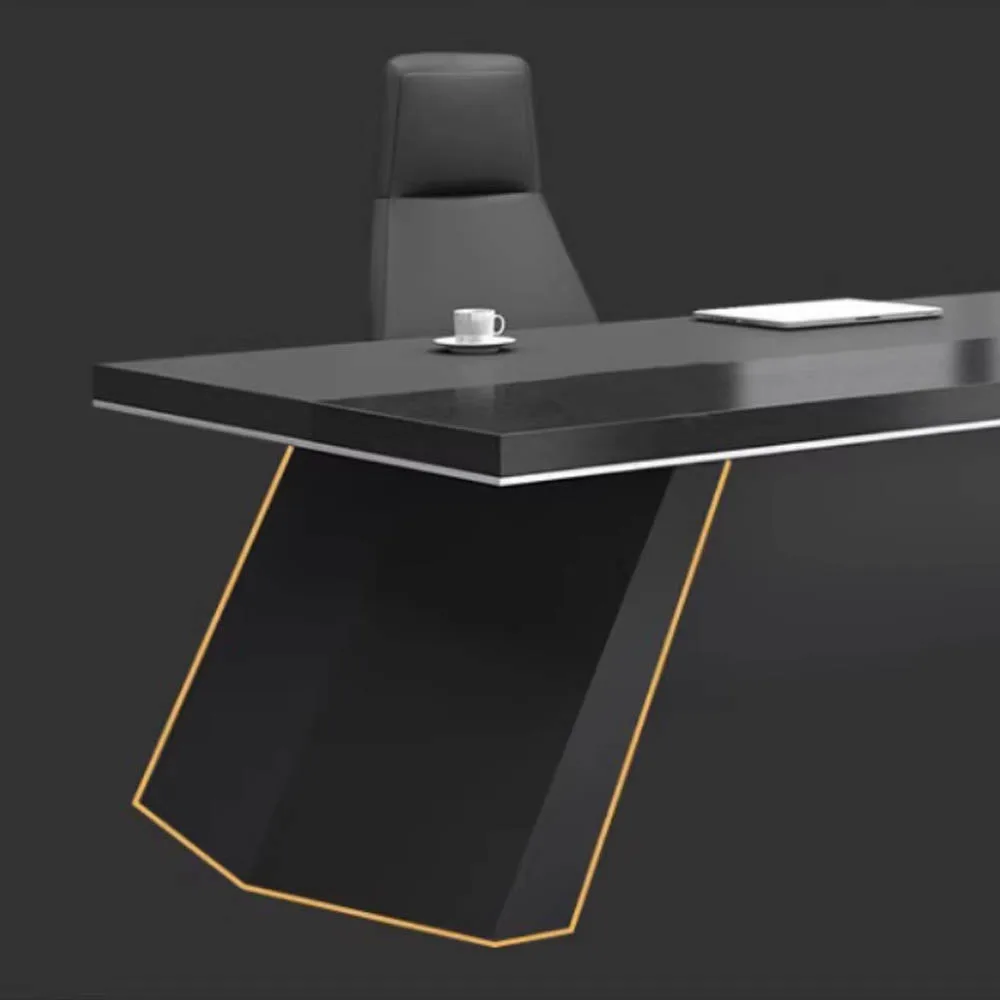 Modern Wooden Office Desk - Black Executive Style